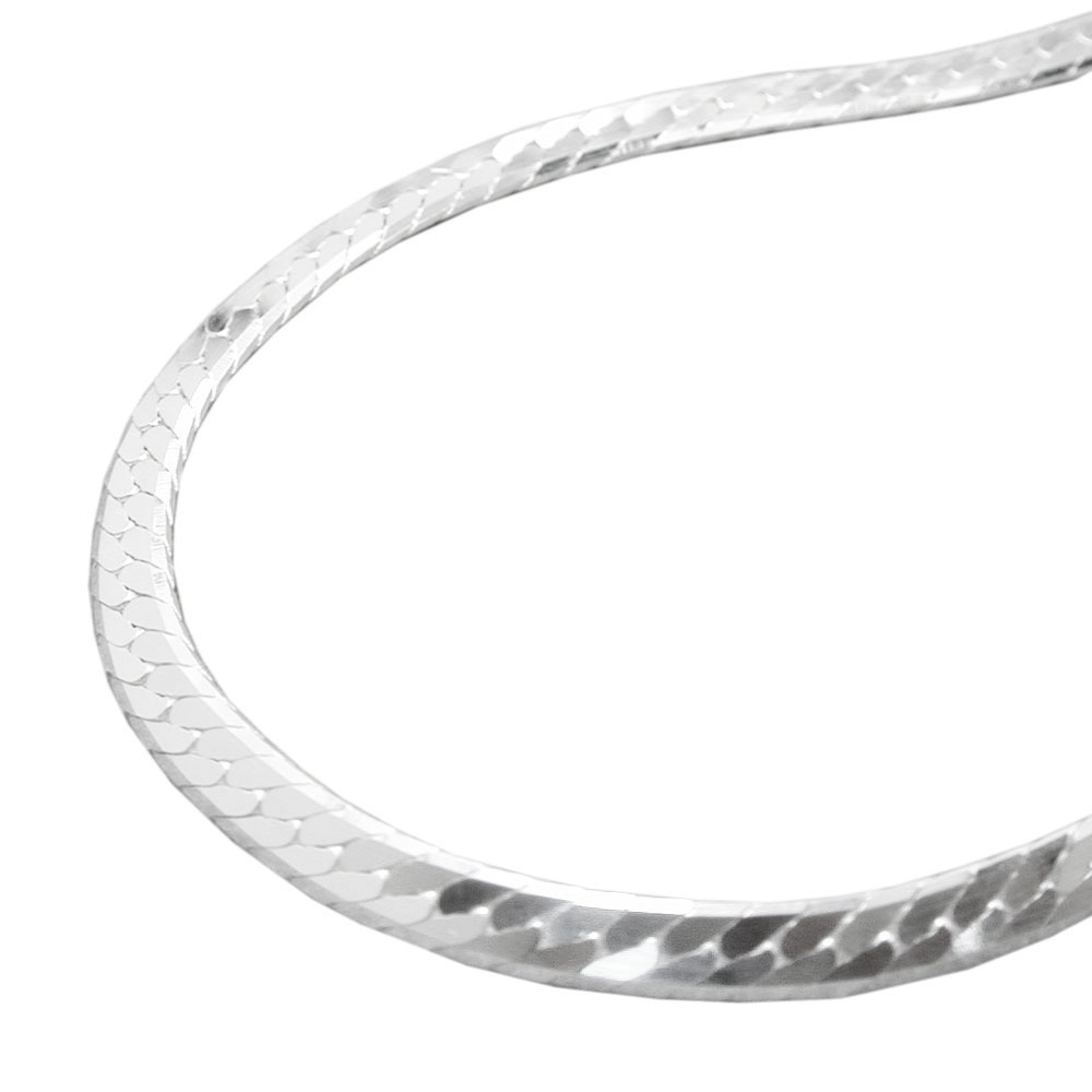 Armband 3mm Panzerkette flach gedrückt glänzend diamantiert Silber 925 19cm (Länge 19cm)