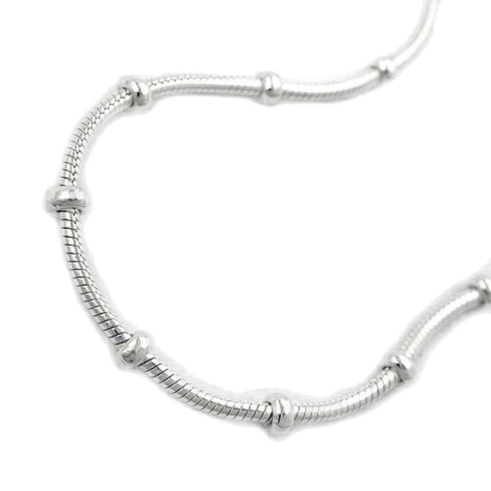 Kette 1mm runde Schlangenkette mit Kugeln symmetrisch Silber 925 42cm (Länge 42cm)
