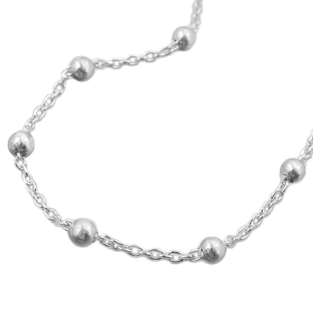 Kette 1,3mm Ankerkette mit 29 Kugeln Silber 925 45cm (Länge 45cm)