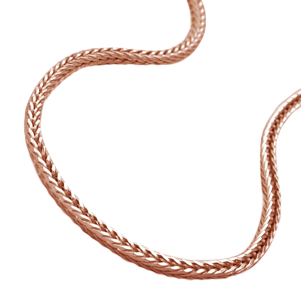 Kette 1,5mm Fuchsschwanzkette vierkant rosé vergoldet 10 Milliem gold-plattiert Silber 925 42cm (Länge 42cm)