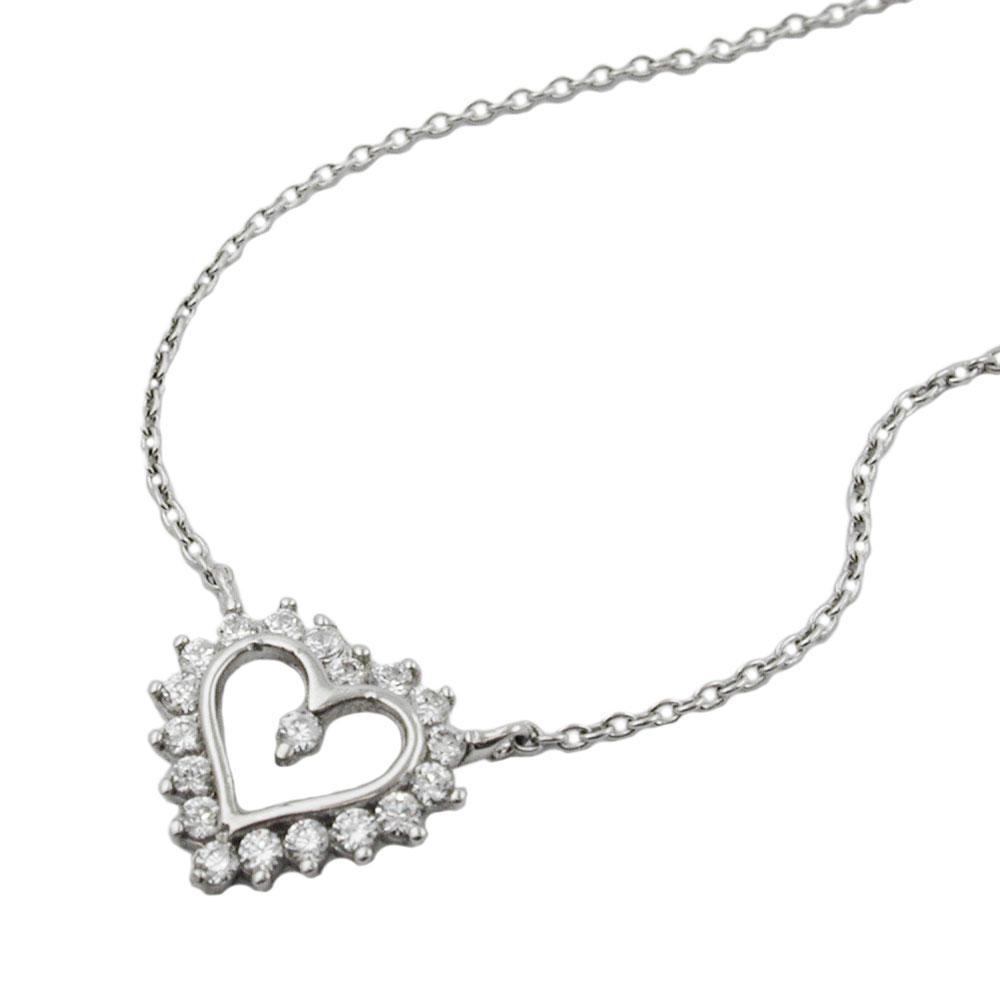 Kette 1,1mm Herzanhänger Zirkonias Silber 925 43cm (Länge 43cm)