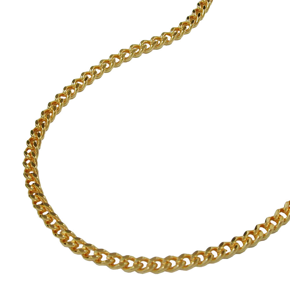 Kette 1,6mm Flachpanzer diamantiert vergoldet AMD 60cm (Länge 60cm)