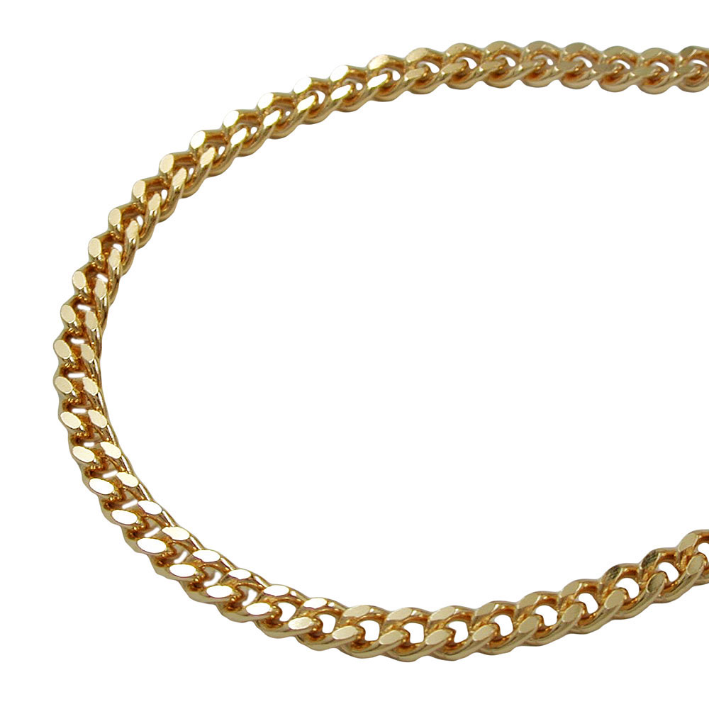Kette 2,6mm Flachpanzerkette diamantiert vergoldet AMD 70cm (Länge 70cm)
