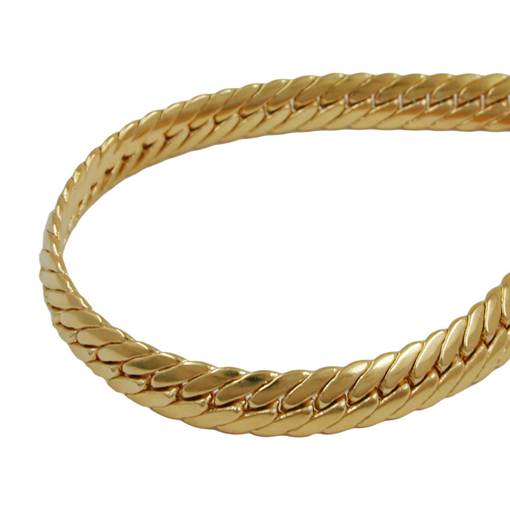 Kette 5mm Panzer oval gedrückt vergoldet AMD 50cm (Länge 50cm)