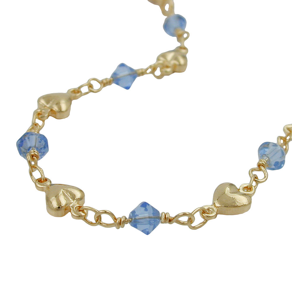 Armband 5mm Fantasie Herz und Glasperle blau AMD 19cm (Länge 19cm)