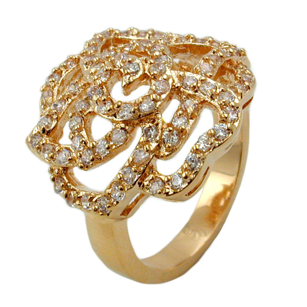 Ring mit weißen Zirkonias mit 3 Mikron vergoldet Ringgröße 58 (Ringgröße 58/18,5)