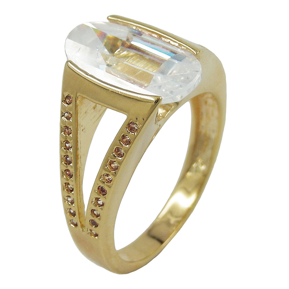 Ring 14x8mm Zirkonia weiß 3 Mikron vergoldet Ringgröße 64 (Ringgröße 64/20,4)