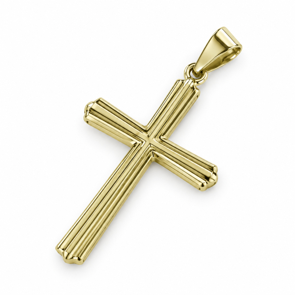 Anhänger 25x15mm Kreuz mit Rille in Kreuzbalken 9Kt GOLD