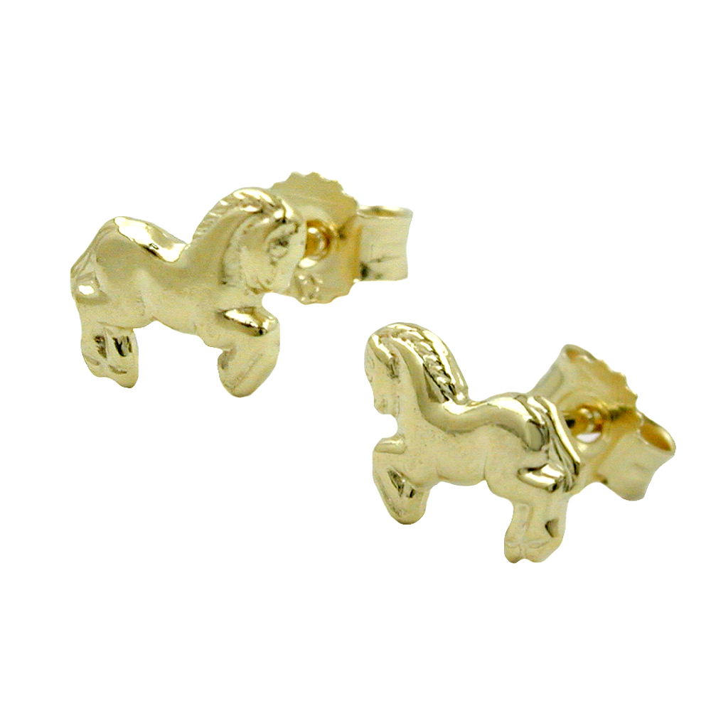 Ohrstecker Ohrring 6x7mm Pferde glänzend 9Kt GOLD