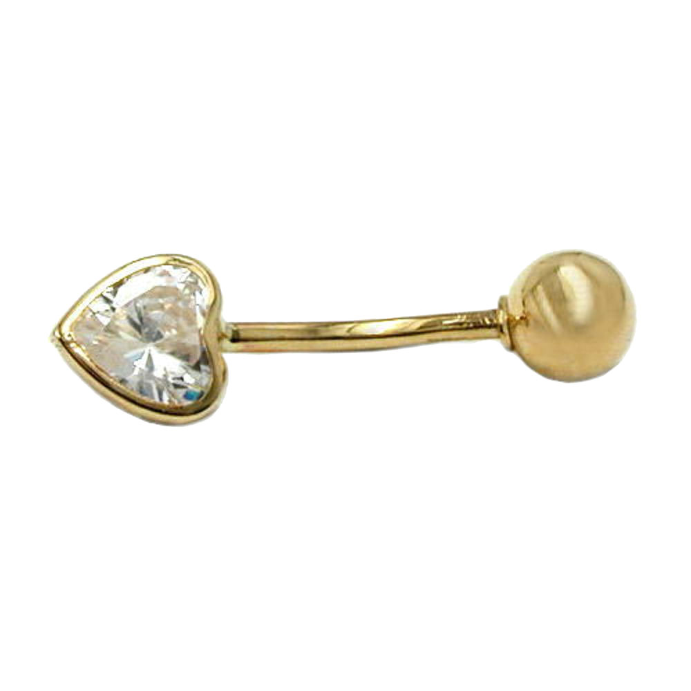 Bauchnabelpiercing Banana 20x6mm Zirkonia-Herz 14Kt GOLD