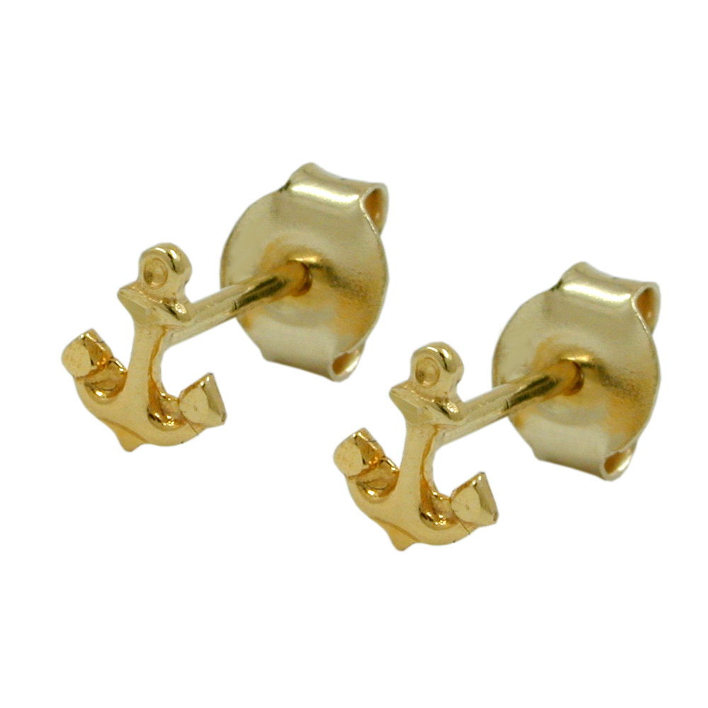 Ohrstecker Ohrring 5x4mm kleiner Anker 9Kt GOLD