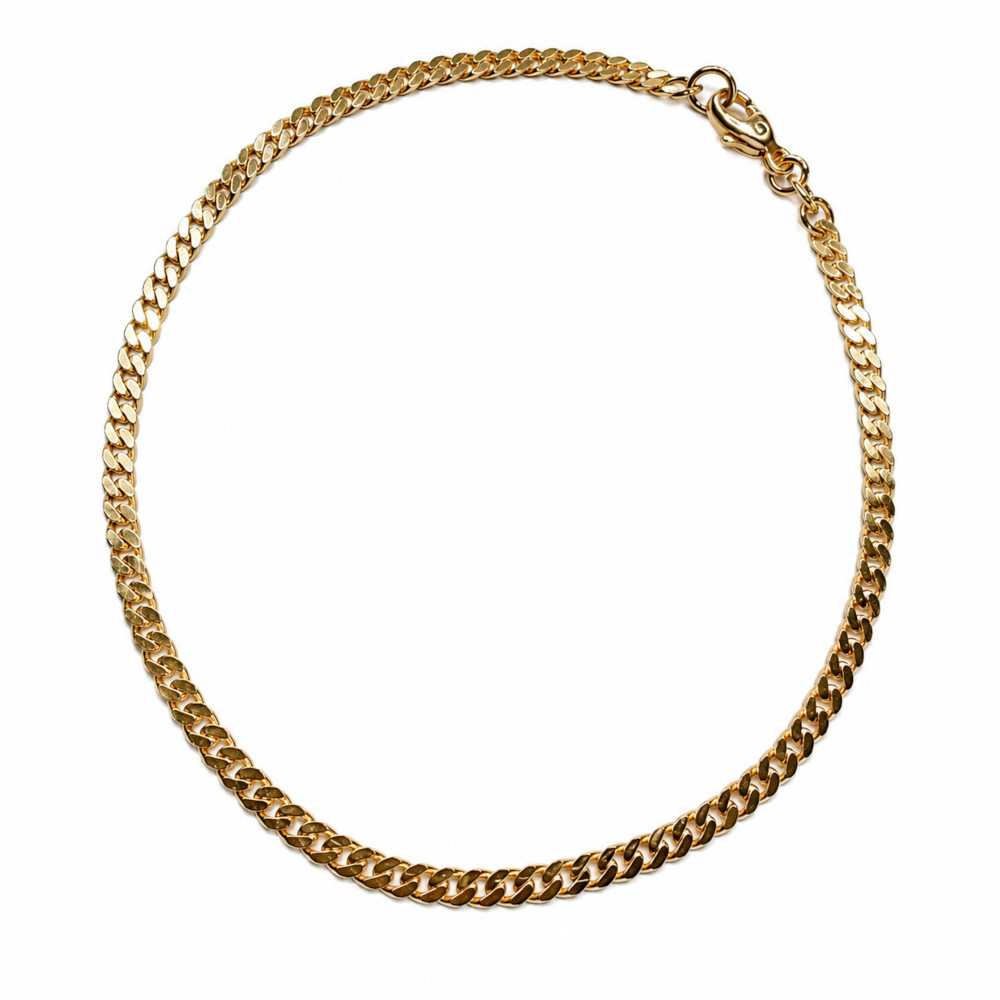 Armband 2,4mm Flachpanzer glänzend 14Kt GOLD 18,5cm (Länge 18,5cm)