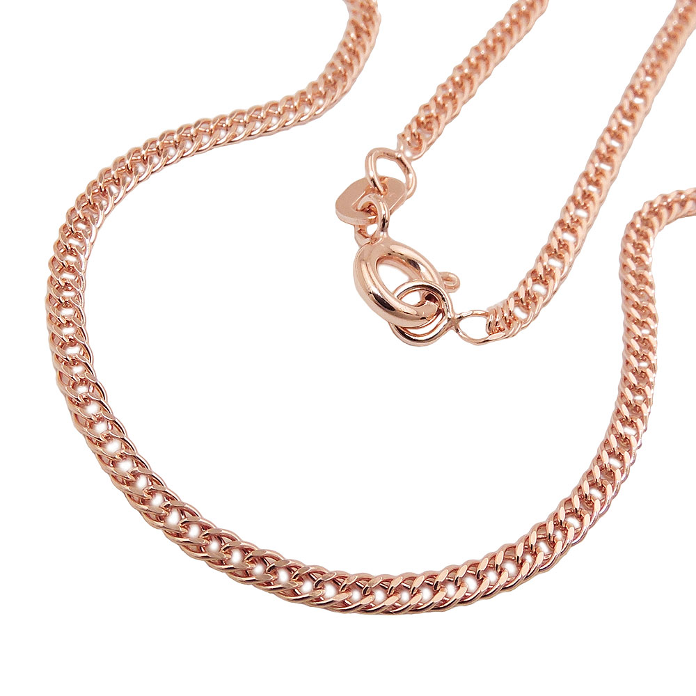 Kette 2mm Doppelrhombus Zwillingspanzer 9Kt Rotgold 45cm (Länge 45cm)