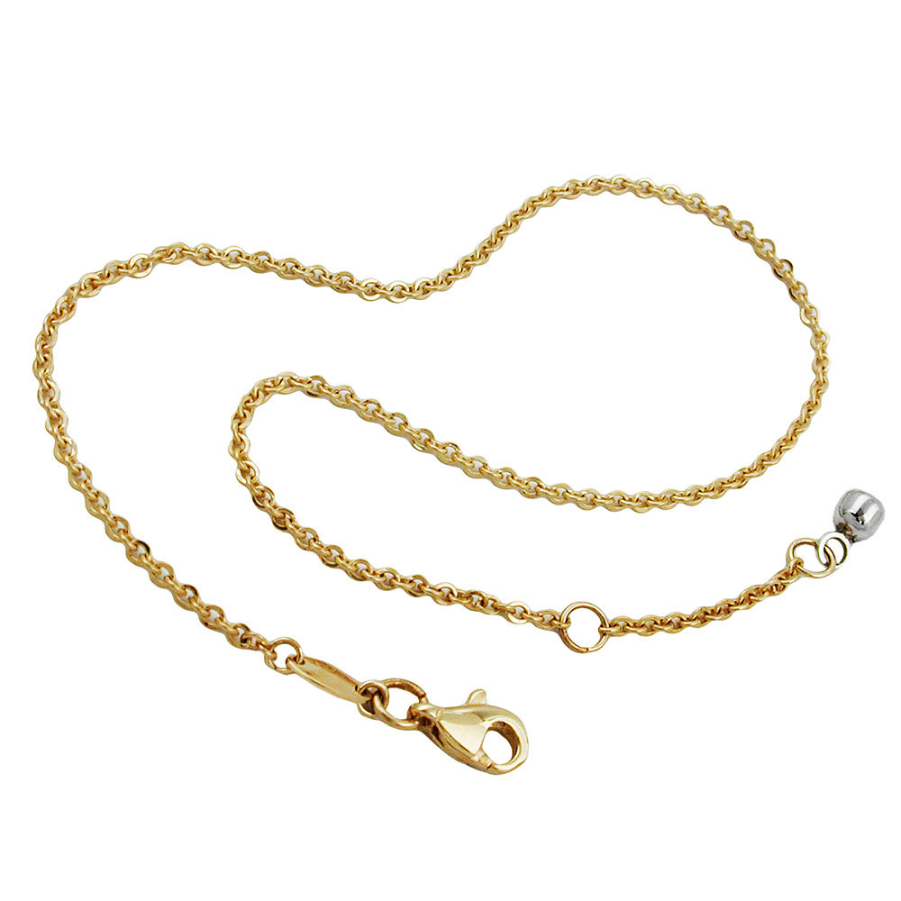 Fußkette 1,7mm Ankerkette mit Endkugel Weißgold 9Kt GOLD 25cm (Länge 25cm)