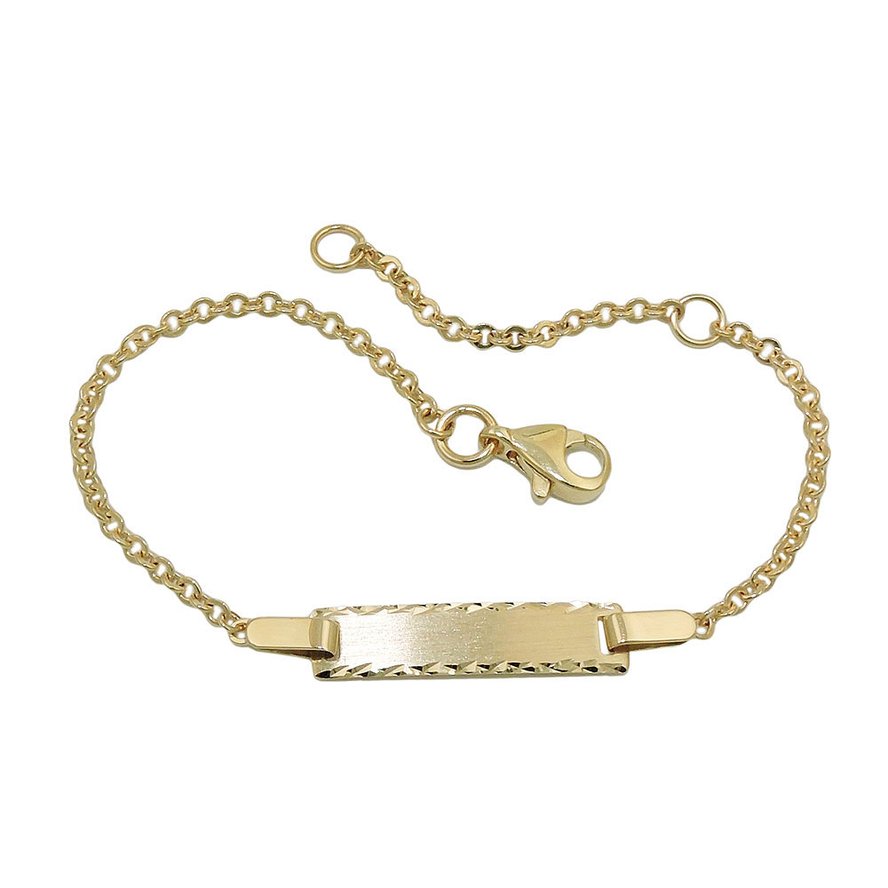 Schildarmband 1,8mm mattiert diamantiert 9Kt GOLD 15cm (Länge 15cm)