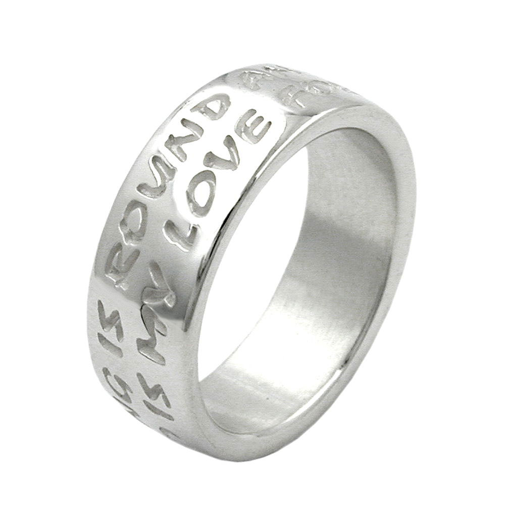 Ring 8mm mit Prägung LOVE HAS NO END Silber 925 Ringgröße 58 (Ringgröße 58/18,5)