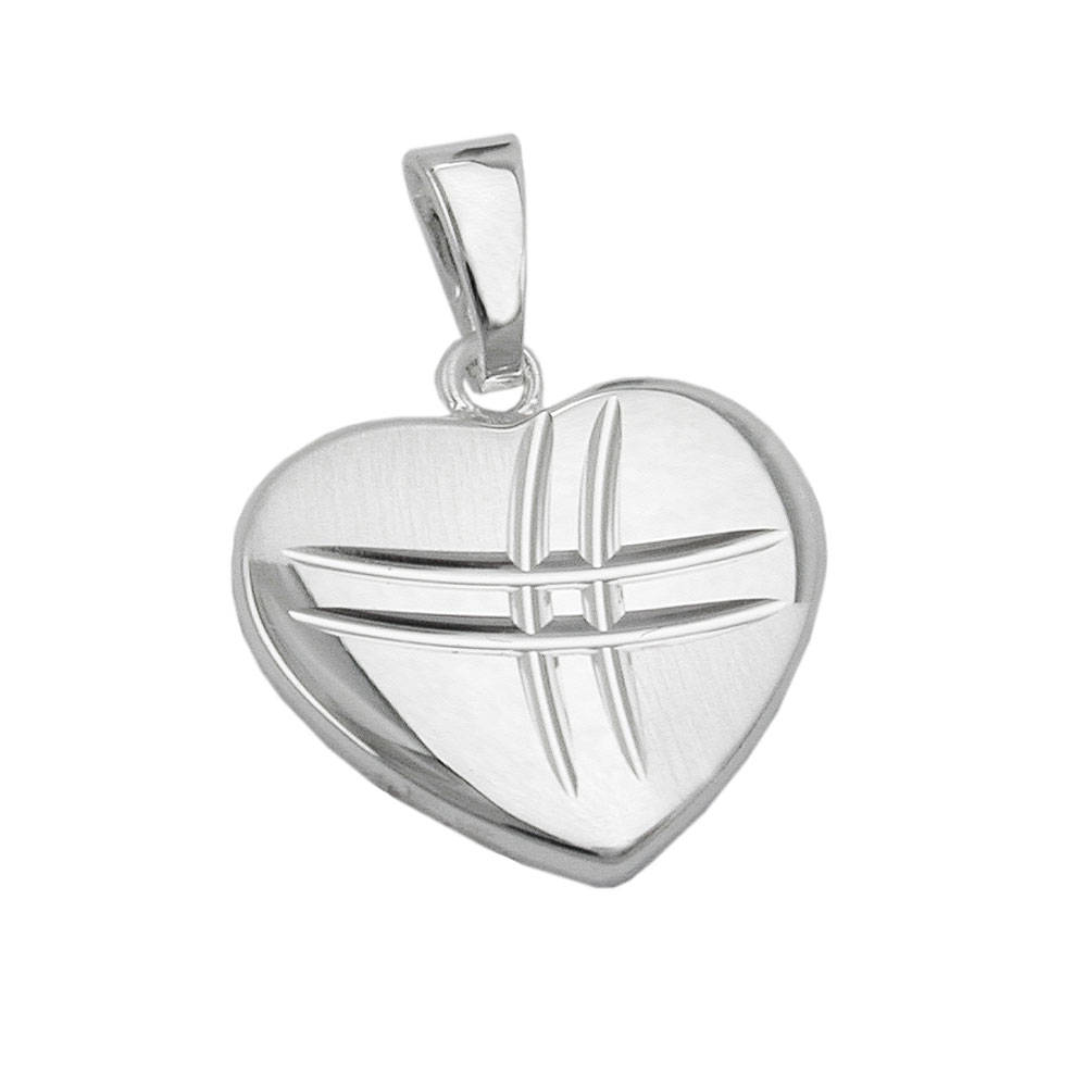 Anhänger 15x16mm Herz matt-glänzend diamantiert Silber 925