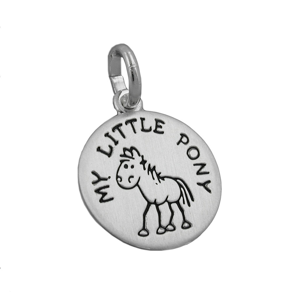 Anhänger, mit Pony schwarz, Silber 925