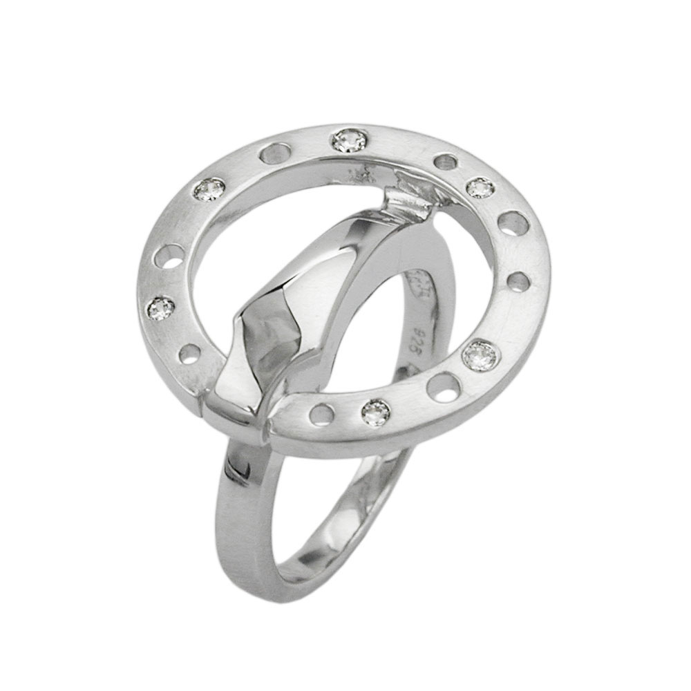 Ring 22mm Zirkonias mattiert rhodiniert Silber 925 Ringgröße 56 (Ringgröße 56/17,8)