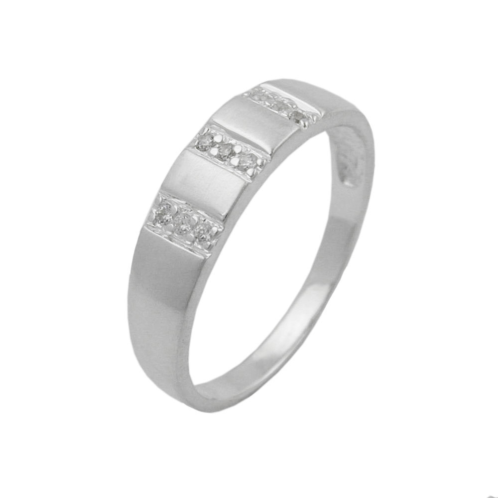 Ring 5mm mit 9x Zirkonias weiß seidenmatt Silber 925 Ringgröße 54 (Ringgröße 54/17,2)
