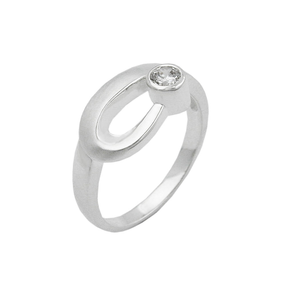 Ring 9mm Zirkonia gefasst matt-glänzend Silber 925 Ringgröße 54 (Ringgröße 54/17,2)