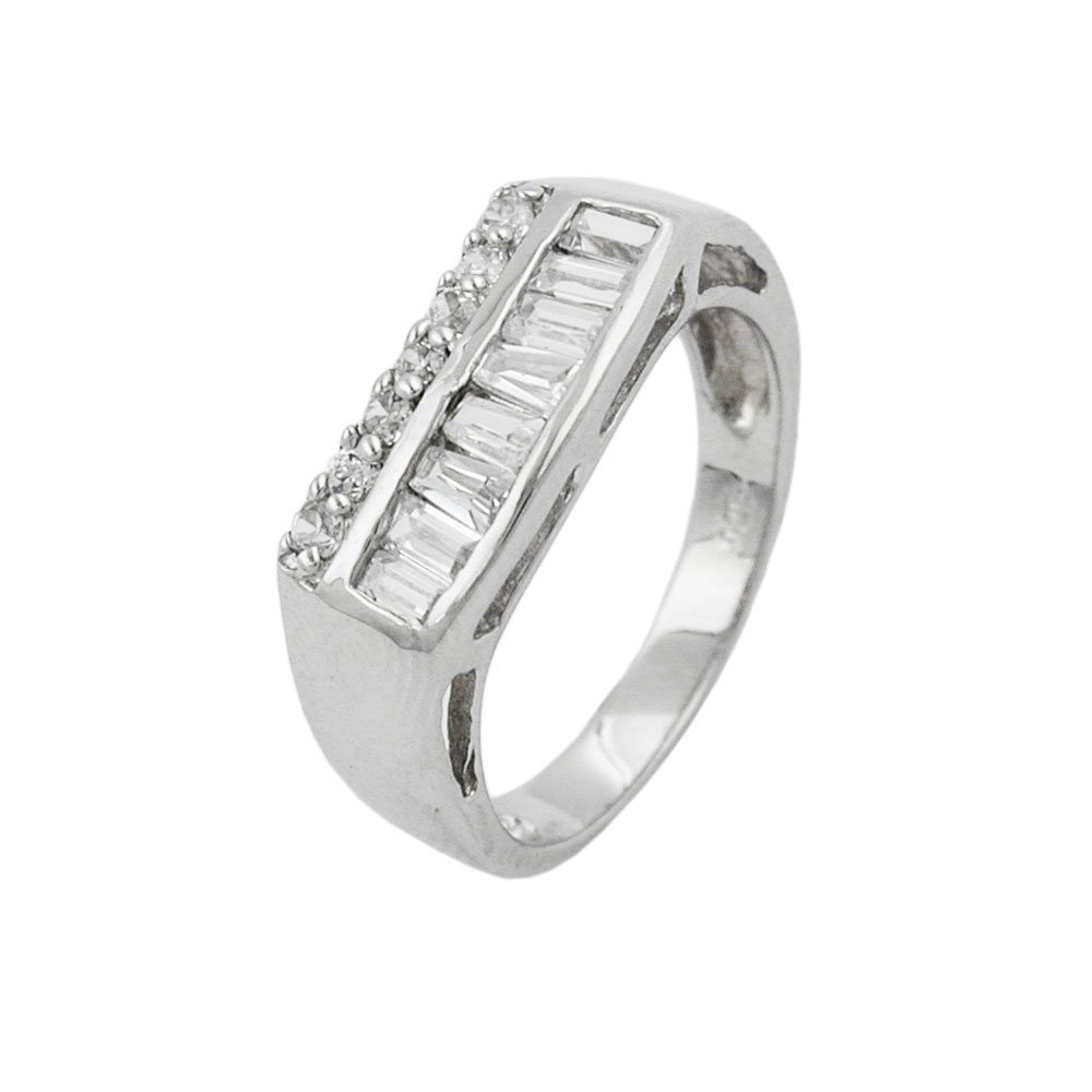 Ring 7mm mit vielen Zirkonias glänzend rhodiniert Silber 925 Ringgröße 54 (Ringgröße 54/17,2)