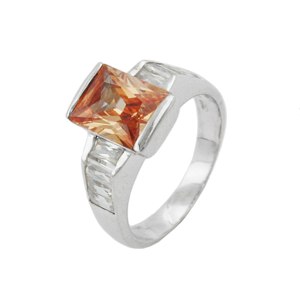 Ring 11mm mit Zirkonias topas weiß glänzend rhodiniert Silber 925 Ringgröße 54 (Ringgröße 54/16,5)