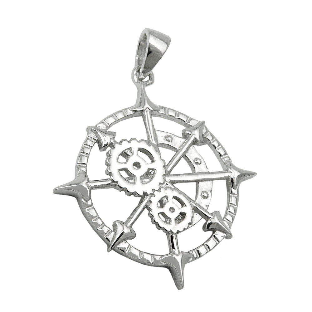Anhänger 22mm nautisches Messgerät Silber glänzend rhodiniert 925