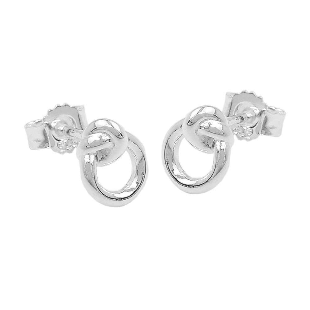 Ohrstecker Ohrringe 7x6mm kleiner Kreis mit Knoten Silber 925
