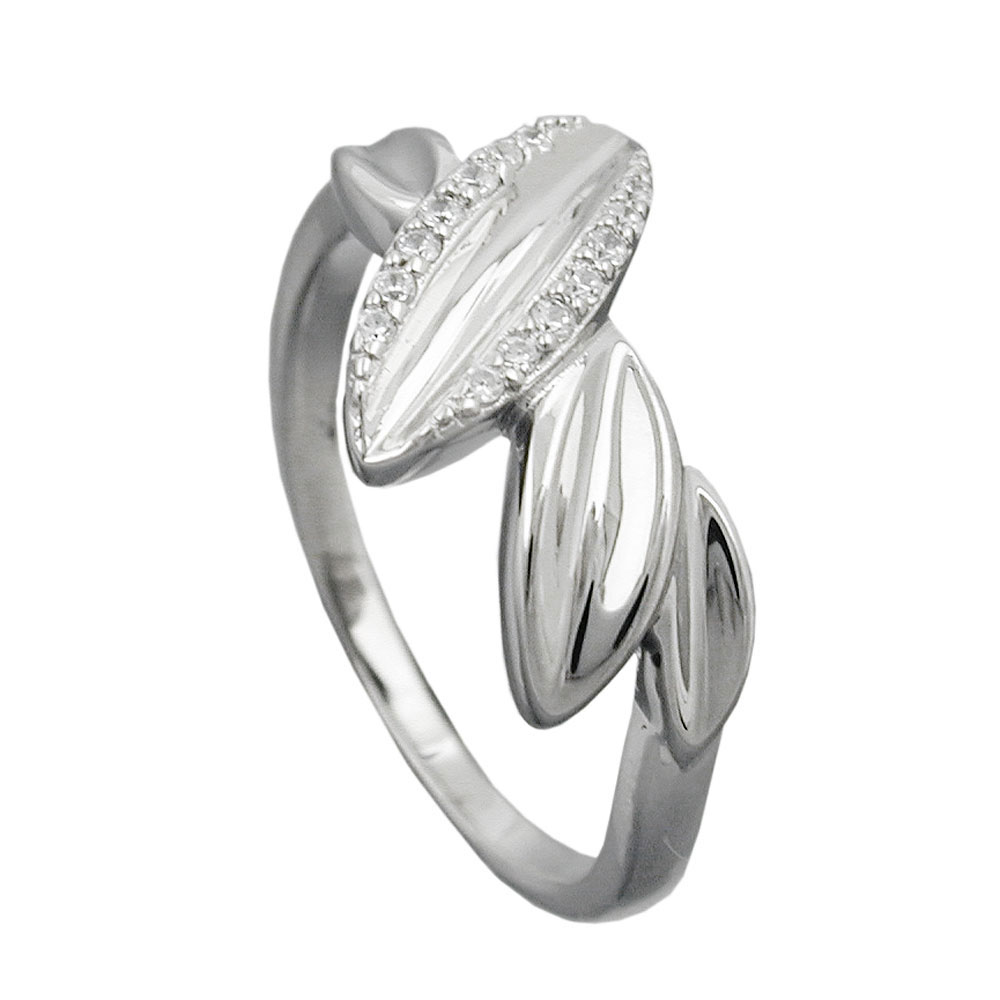 Ring 11mm mit Zirkonias glänzend rhodiniert Silber 925 Ringgröße 62 (Ringgröße 62/19,7)