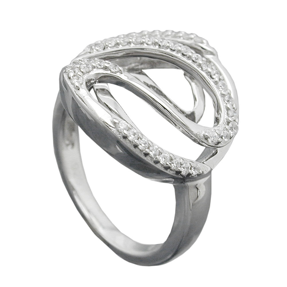 Ring 20mm mit vielen Zirkonias glänzend rhodiniert Silber 925 Ringgröße 60 (Ringgröße 60/19,1)