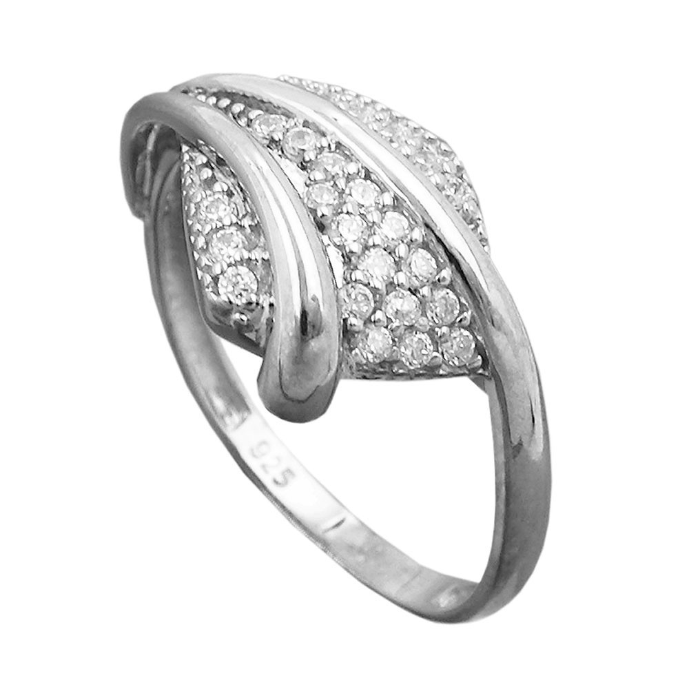 Ring 11mm mit vielen Zirkonias glänzend rhodiniert Silber 925 Ringgröße 60 (Ringgröße 60/19,1)