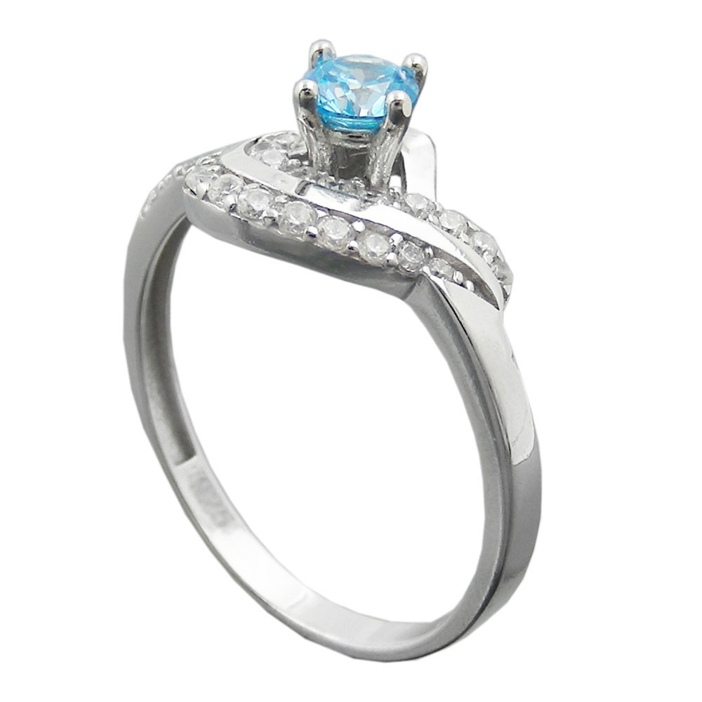 Ring 10mm Zirkonias aqua und weiß glänzend rhodiniert Silber 925 Ringgröße 58 (Ringgröße 58/18,5)