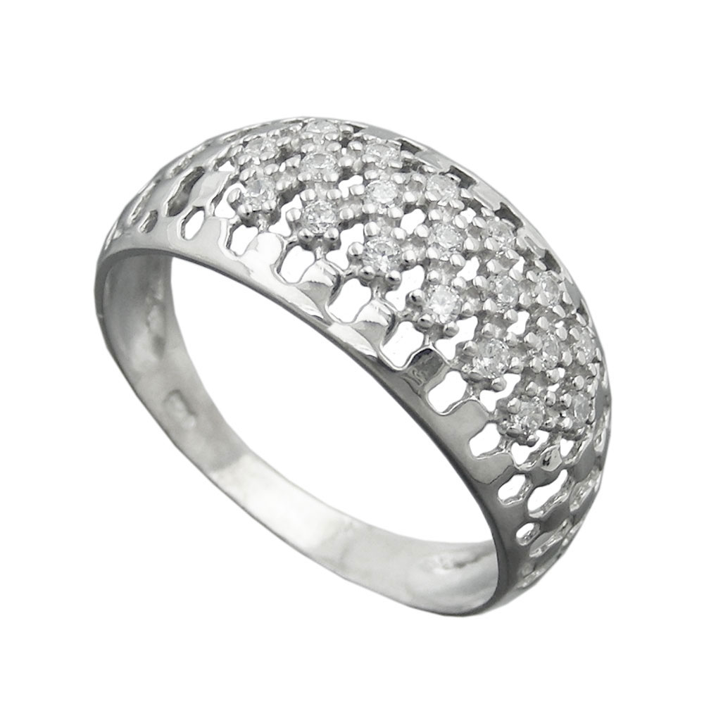 Ring 9mm mit vielen Zirkonias glänzend rhodiniert Silber 925 Ringgröße 57 (Ringgröße 57/18,1)