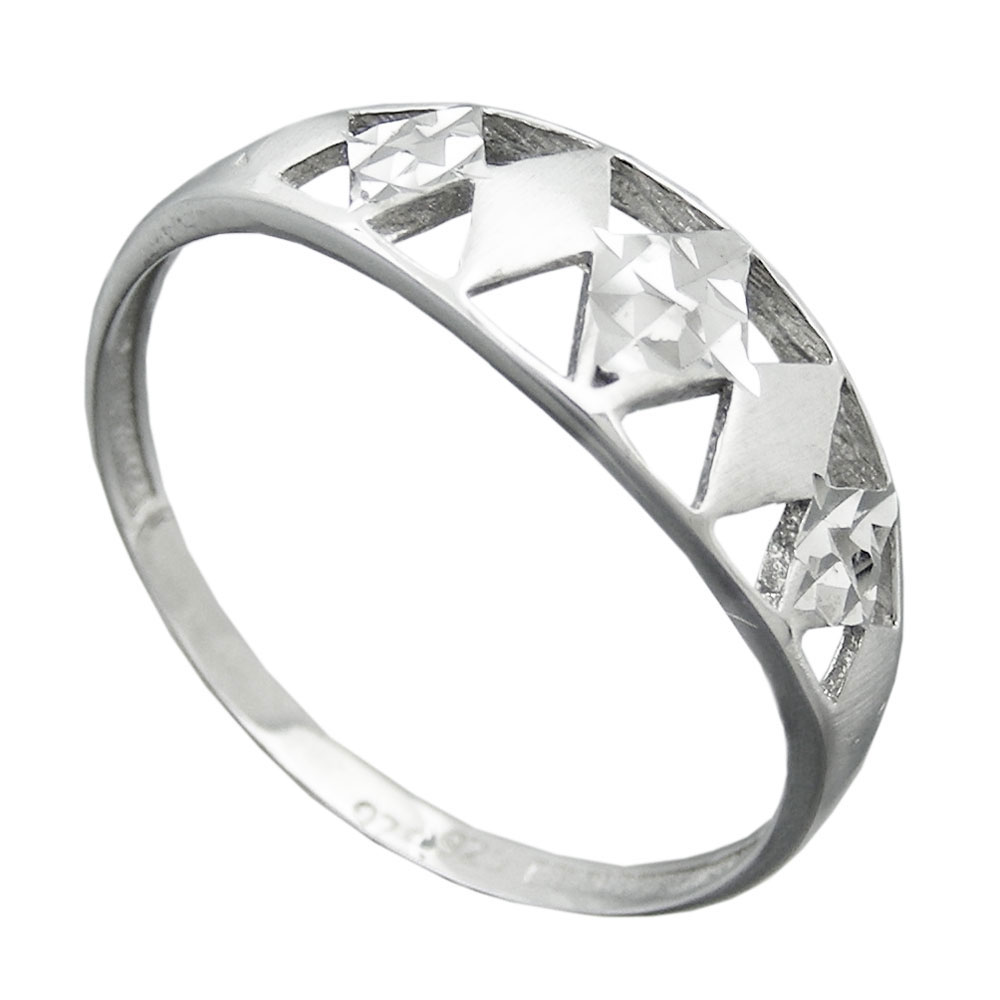 Ring 7mm Muster ausgestanzt matt-glänzend diamantiert rhodiniert Silber 925 Ringgröße 58 (Ringgröße 58/18,5)