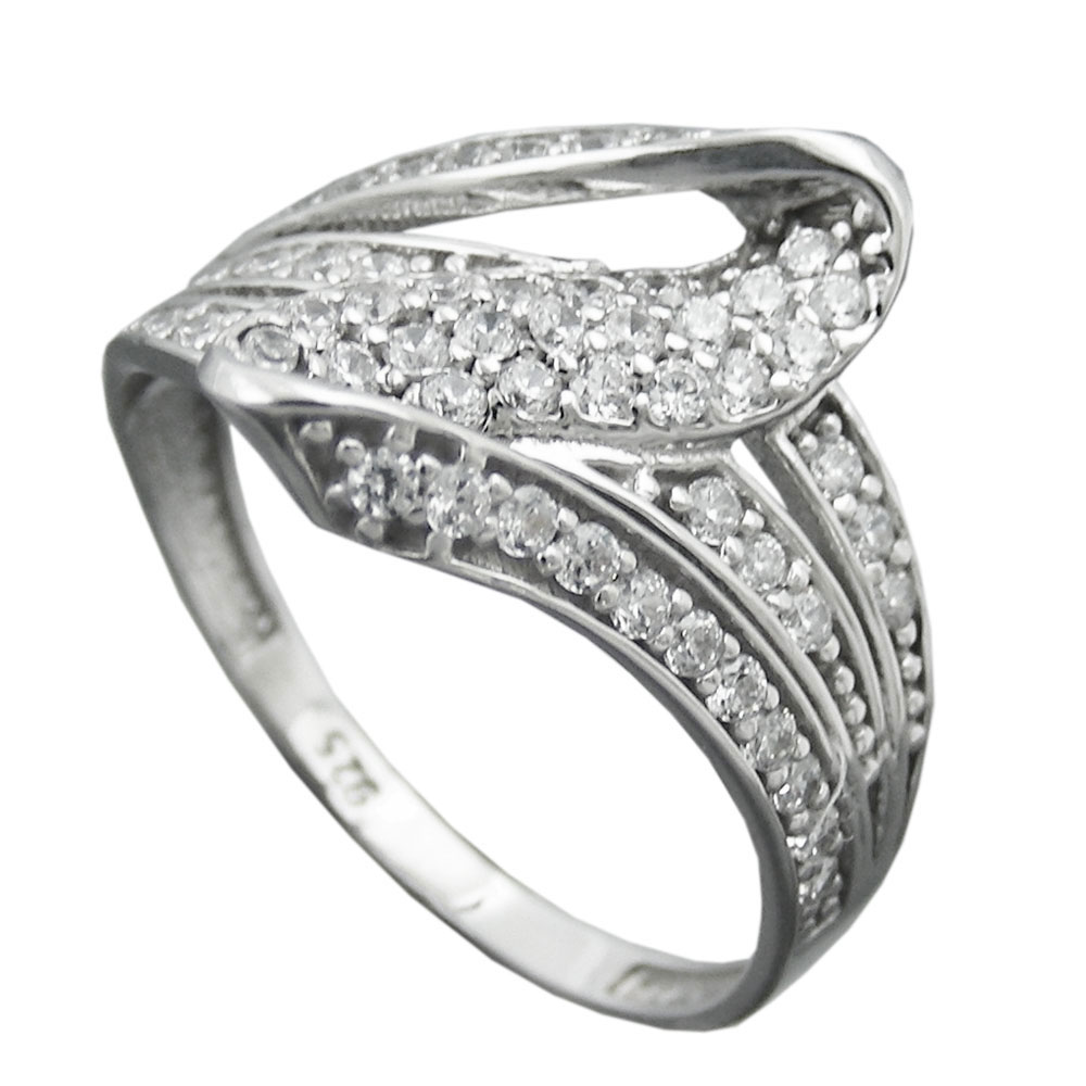Ring 14mm mit vielen Zirkonias glänzend rhodiniert Silber 925 Ringgröße 56 (Ringgröße 56/17,8)