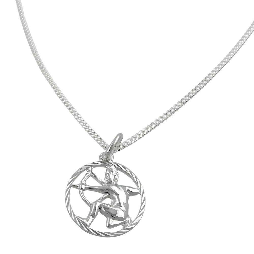 Anhänger Sternzeichen Schütze mit Kette 1,4mm Flachpanzer Silber 925 45cm (Länge 45cm)