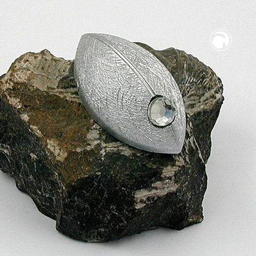 Brosche 35x20mm Mausform Kunststoff silberfarben gekratzt