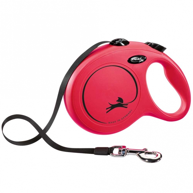FLEXI Rollleine New CLASSIC Gurt - 8m, bis 50kg - Rot