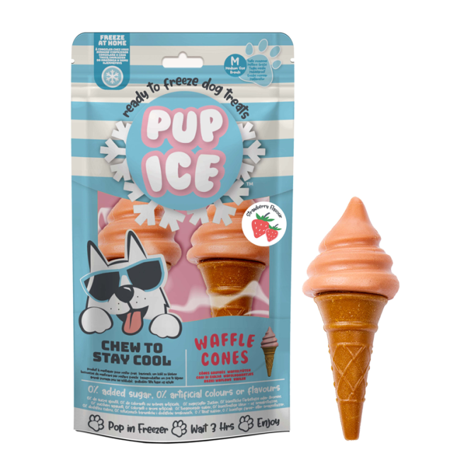 Pup Ice Waffle Cones Strawberry M - 2 Stück