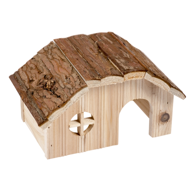 Duvoplus Kleintierhaus mit Rindendach - 28 x 18 x 16cm