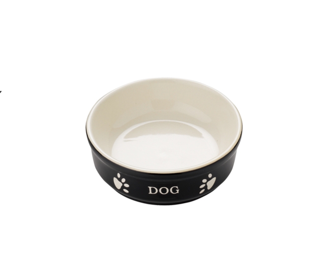 Nobby Keramiknapf Dog - schwarz/beige - 460 ml / 15,5 x 15,5 x 6,5 cm