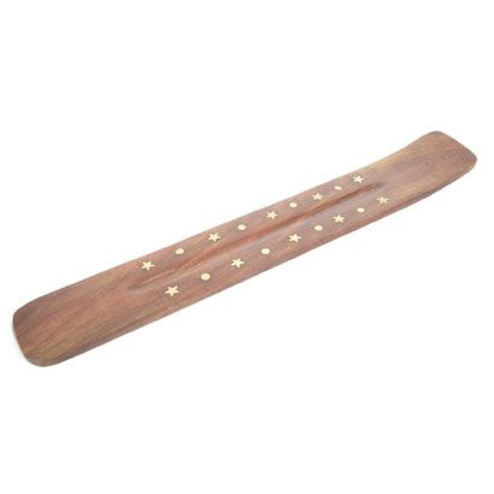 Sheesham Holz-Räucherstäbchenhalter mit Messingsternen (pro Stück)