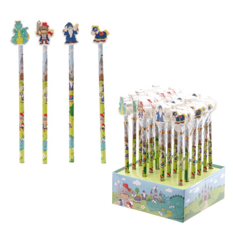 Zeichentrick-Ritter Bleistift mit Radiergummi (pro Stück)