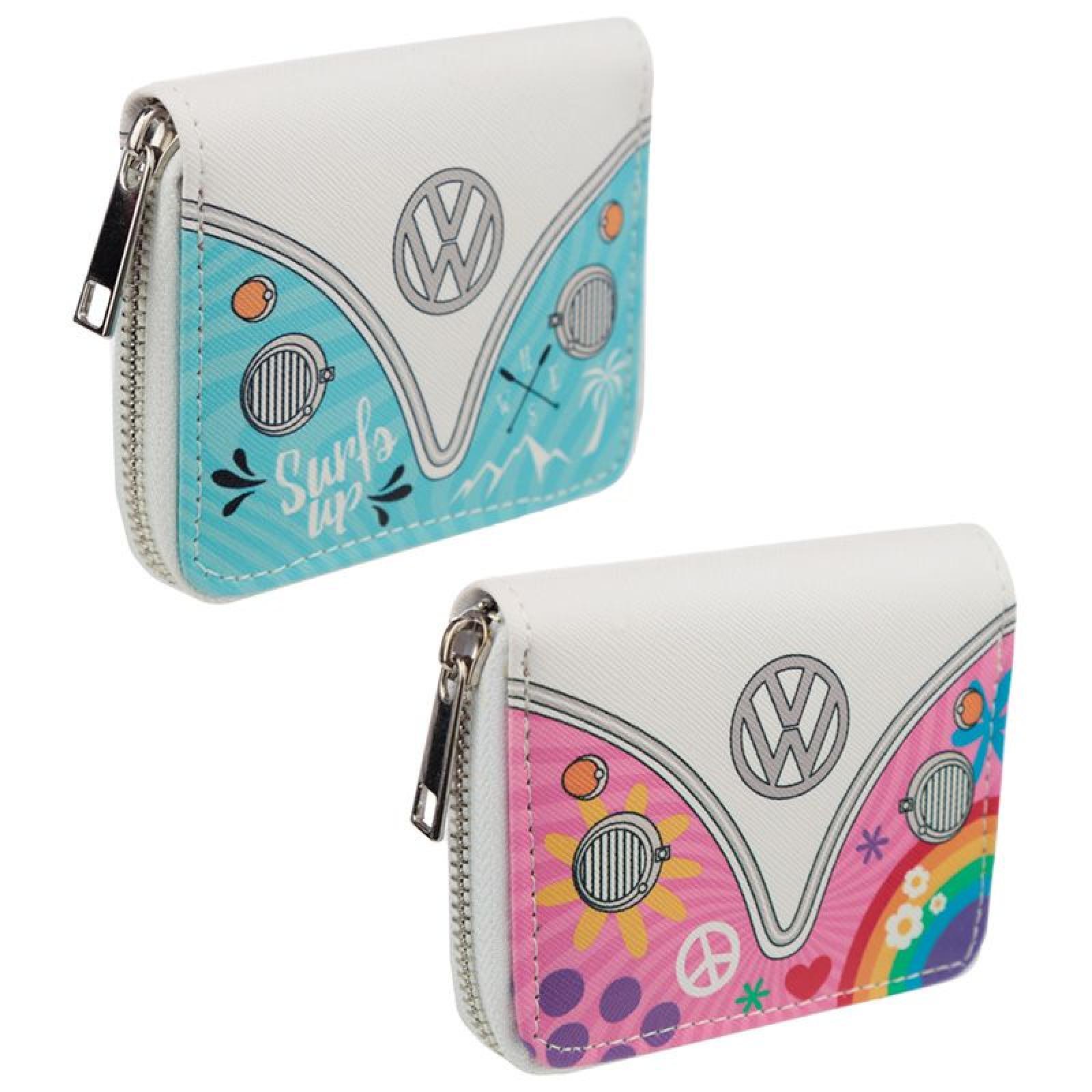 Volkswagen VW T1 Bulli Surf und Summer Love kleines Portemonnaie mit Reißverschluss (pro Stück)