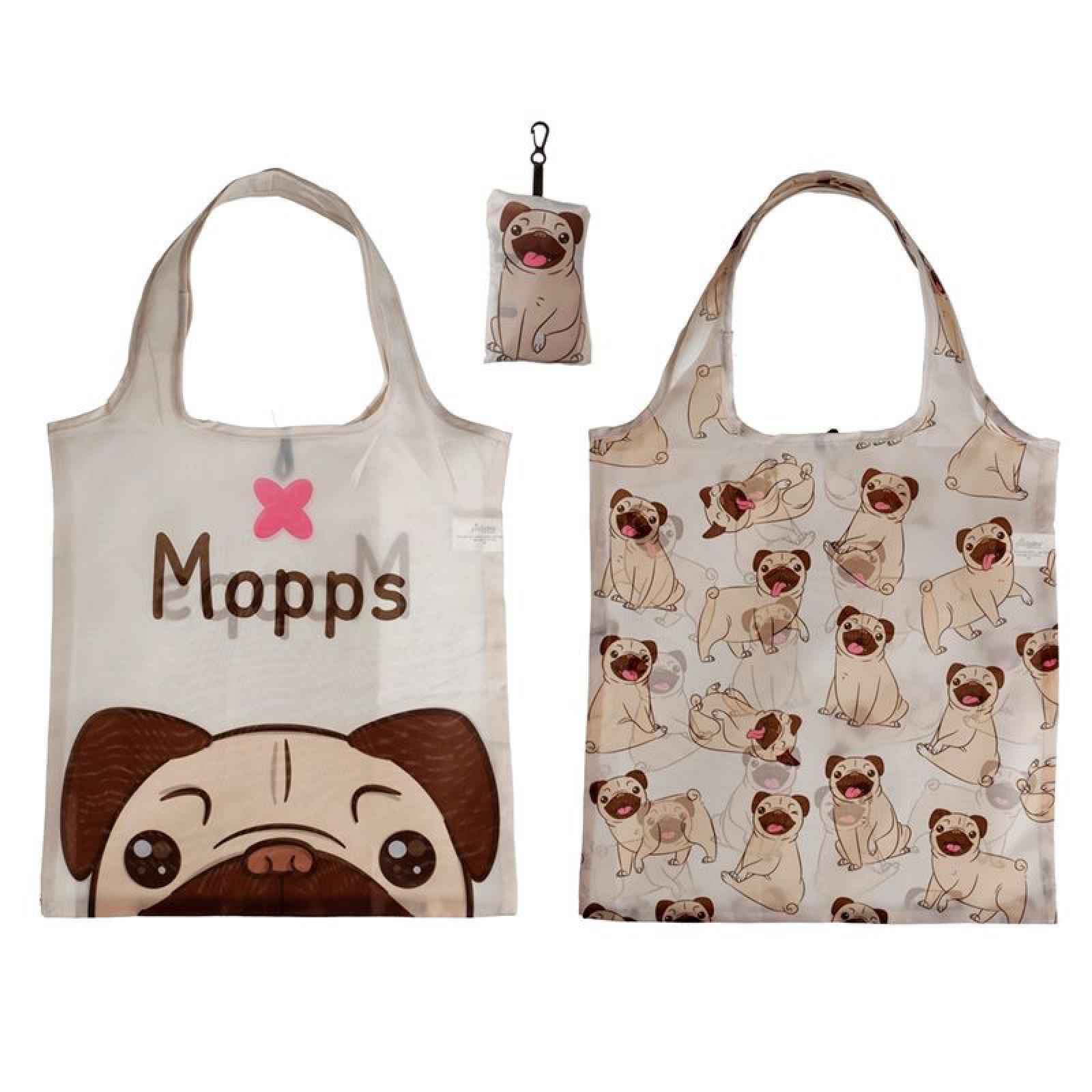 Mopps der Mops Hund Faltbare wiederverwendbare Einkaufstasche (pro Stück)